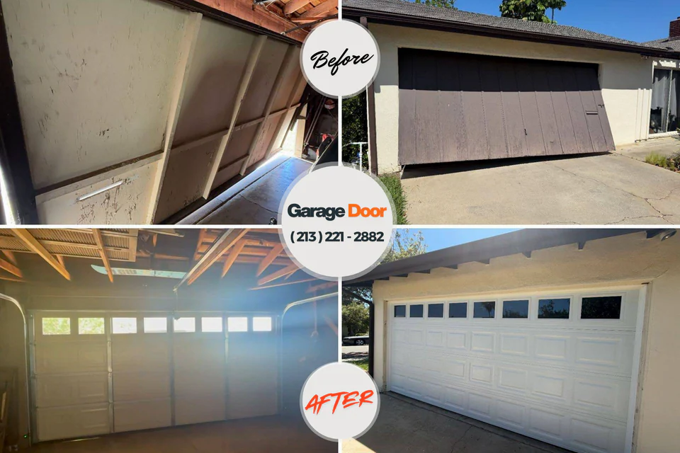 Before and after: garage door repair Citronelle, AL